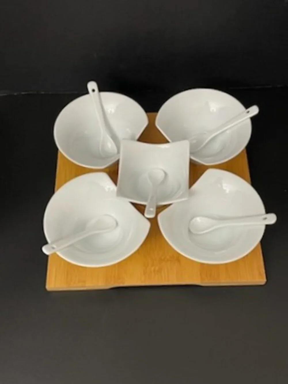 Pier 1 Imports‎ Tasting Party Serving Bowl Set Bowls Spoons Bamboo Tray